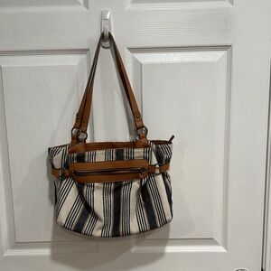 Striped Tan and Black Women's Bag
